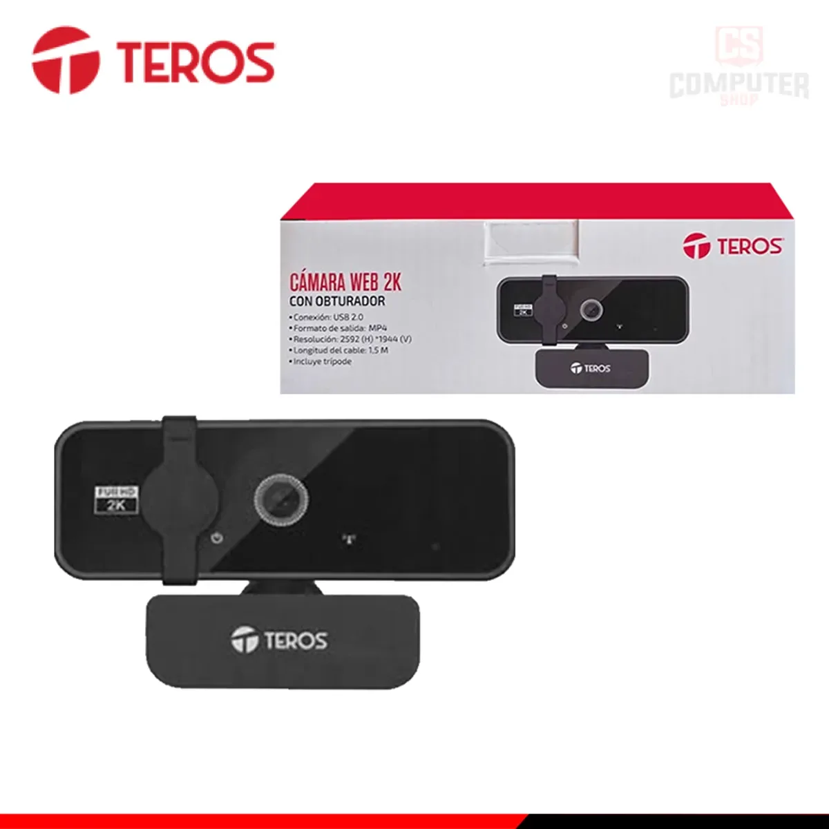 CAMARA WEB TEROS TE-9072 RESOLUCIÓN 2K CONEXION USB 2.0