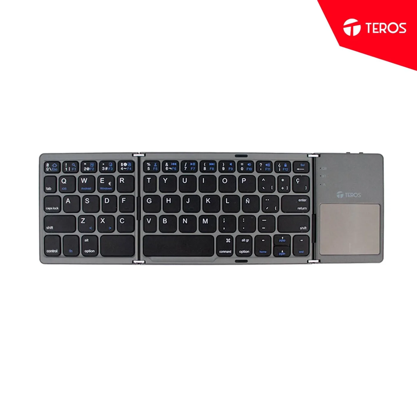 Teclado Inalámbrico Plegable Teros Te-4075s, Bt 3.0, Gris