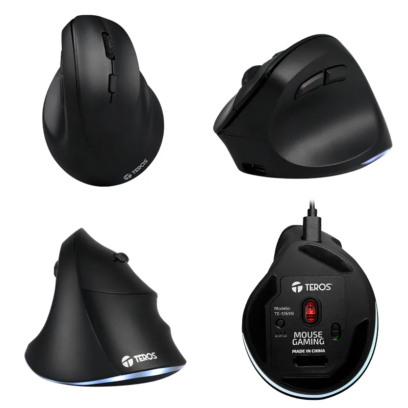 Mouse Inalámbrico Teros TE-5169N, 2.4G+Bluetooth, 2400 DPI, USB, Color Negro