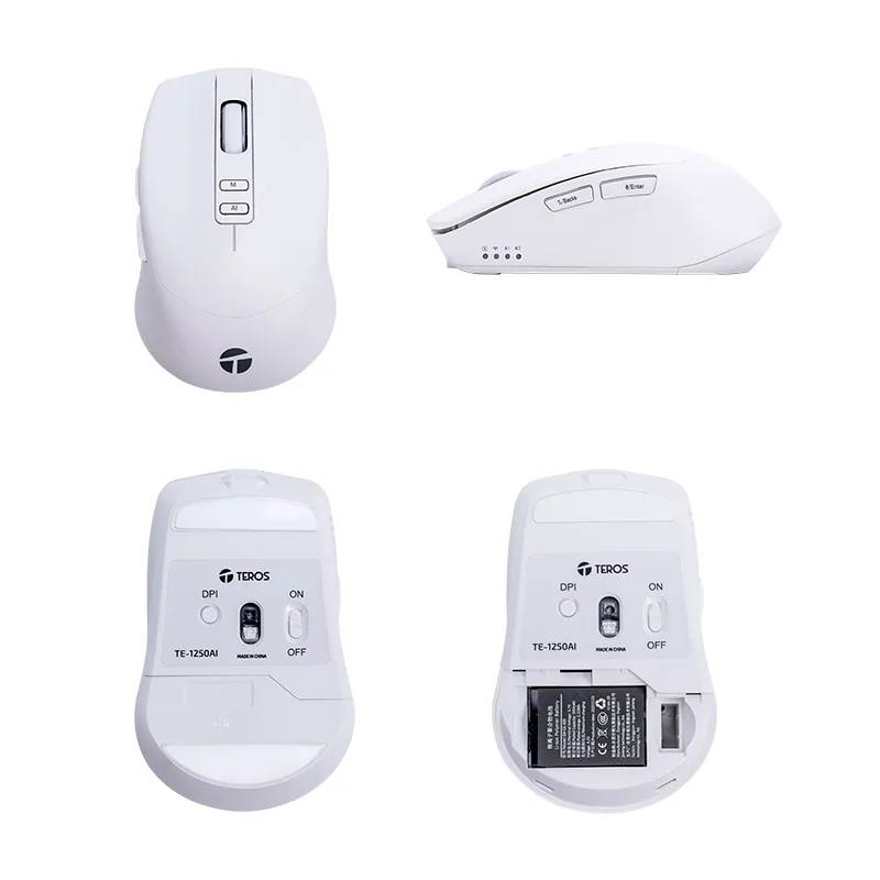Mouse Inalámbrico Teros TE-1250AI , 2.4GHz, 8 botones, IA, DPI 3200, USB, BT