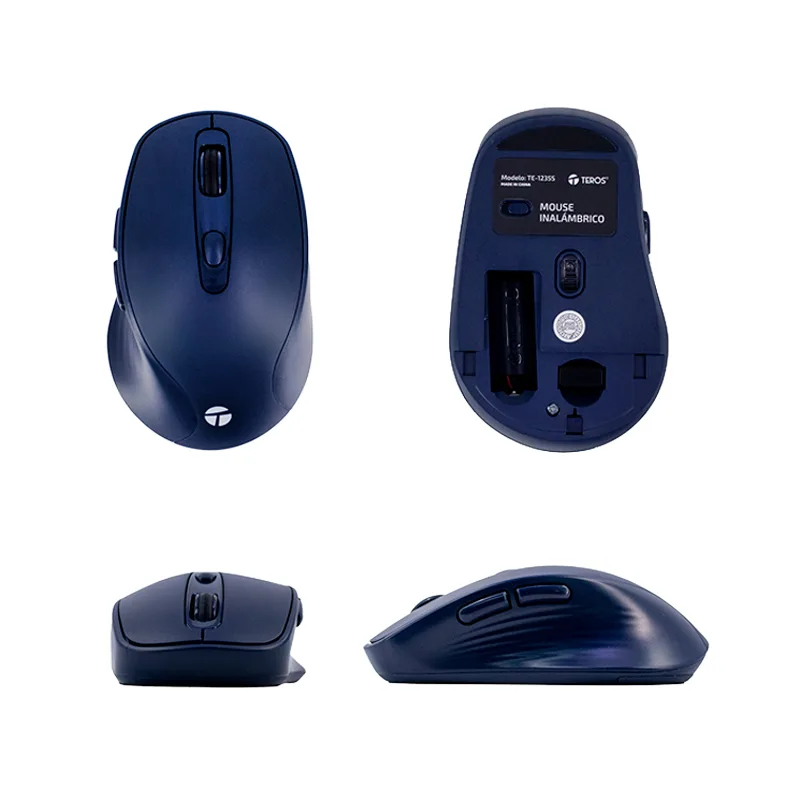 Mouse Inalámbrico Teros TE-1235S, 2.4GHz, 6 Botones, USB, Color Azul
