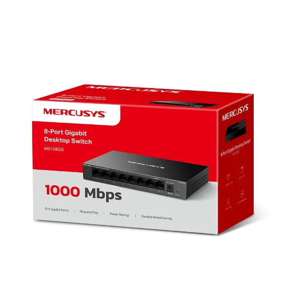 Switch Mercusys Ms108g 8 Puertos Rj-45 Gigabit , Base 1000